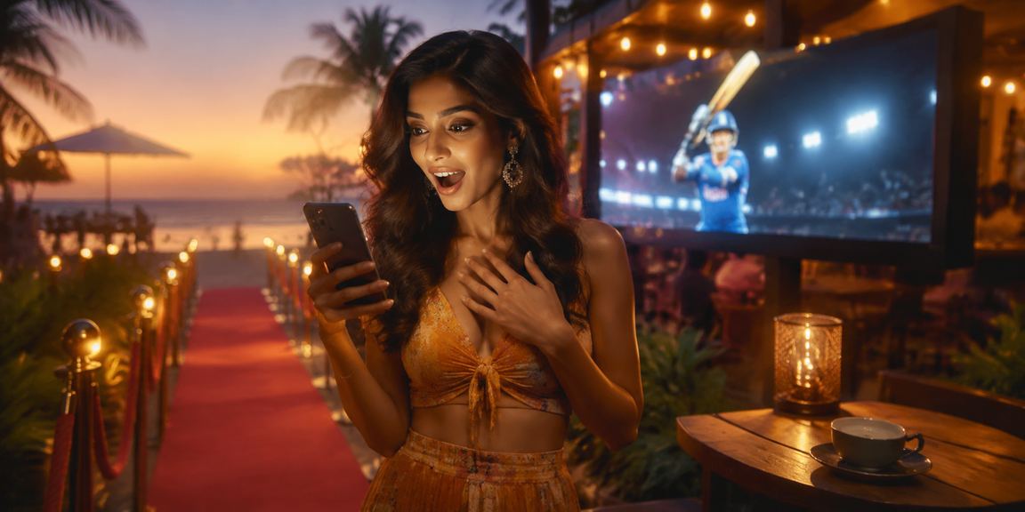 Goa beach with cricket and betting theme
