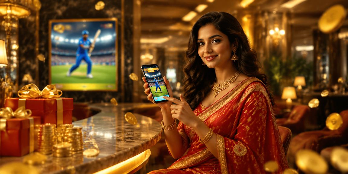 Indian cricket betting with woman in traditional saree